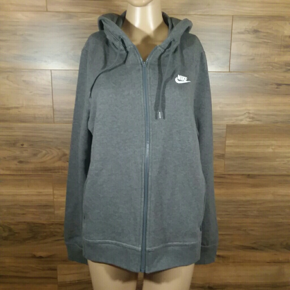 NWT Nike Grey Zip Up Hoodie Sweater Size Large